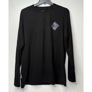 DUTCH BROS Shirt Size Large Black Long Sleeve Floral Coffee Barista Espresso